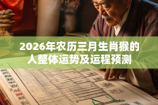 2026年农历三月生肖猴的人整体运势及运程预测 2026年农历三月生肖猴的人整体运势及运程预测