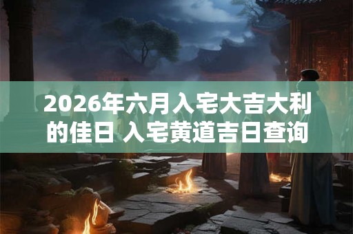 2026年六月入宅大吉大利的佳日 入宅黄道吉日查询