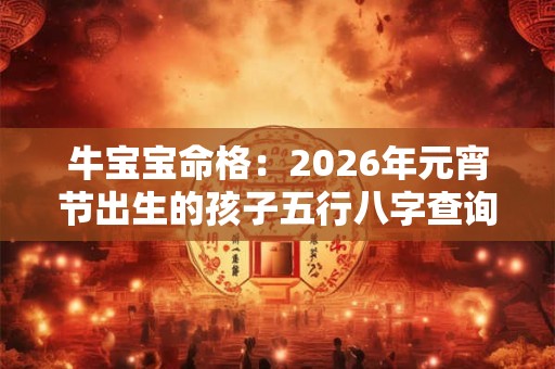 牛宝宝命格：2026年元宵节出生的孩子五行八字查询