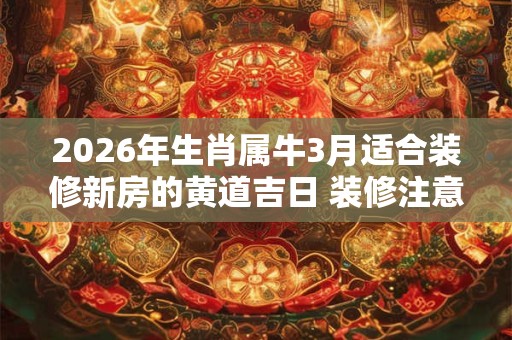 2026年生肖属牛3月适合装修新房的黄道吉日 装修注意事项 2026年生肖属牛3月适合装修新房的黄道吉日 装修注意事项