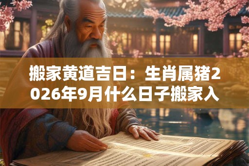 搬家黄道吉日：生肖属猪2026年9月什么日子搬家入宅好