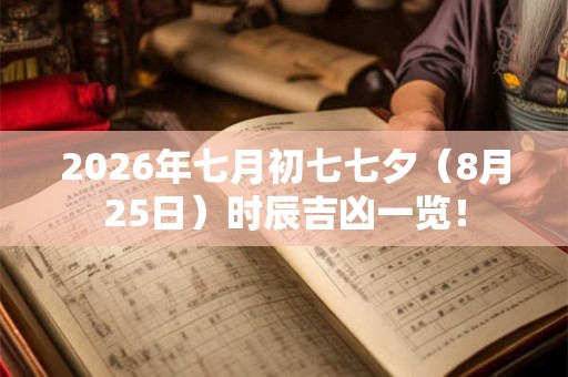 2026年七月初七七夕（8月25日）时辰吉凶一览！