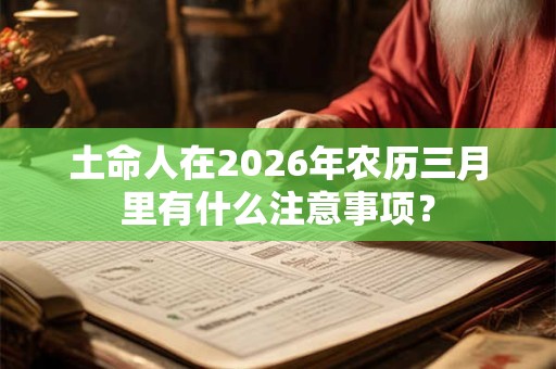 土命人在2026年农历三月里有什么注意事项? 土命人在2026年农历三月里有什么注意事项?