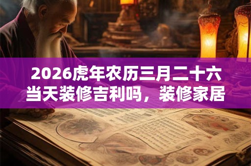 2026虎年农历三月二十六当天装修吉利吗，装修家居有什么讲究？
