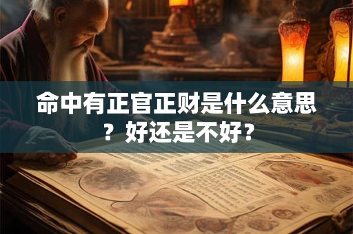 命中有正官正财是什么意思？好还是不好？