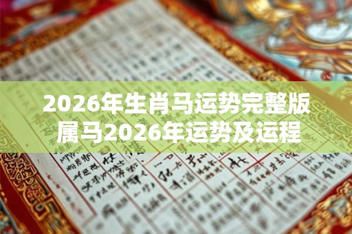 2026年生肖马运势完整版 属马2026年运势及运程 2026年生肖马运势完整版 属马2026年运势及运程