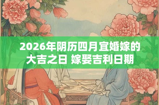 2026年阴历四月宜婚嫁的大吉之日 嫁娶吉利日期
