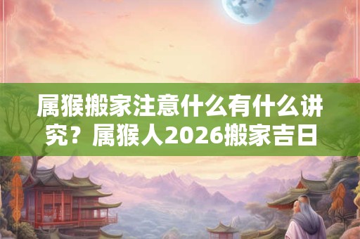 属猴搬家注意什么有什么讲究?属猴人2026搬家吉日查询 属猴搬家注意什么有什么讲究?属猴人2026搬家吉日查询