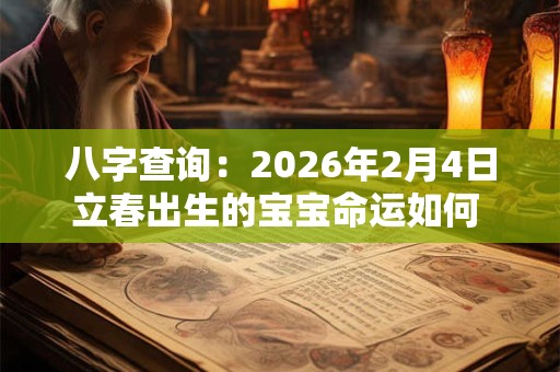 八字查询:2026年2月4日立春出生的宝宝命运如何 五行缺什么 八字查询:2026年2月4日立春出生的宝宝命运如何 五行缺什么