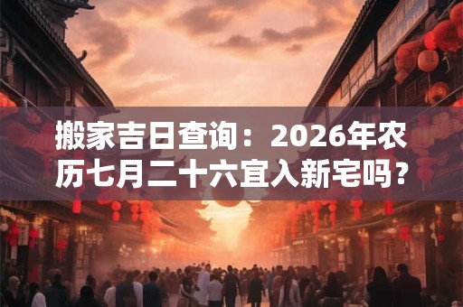 搬家吉日查询:2026年农历七月二十六宜入新宅吗? 搬家吉日查询:2026年农历七月二十六宜入新宅吗?