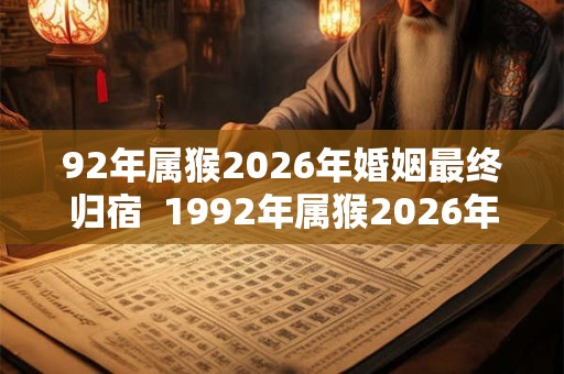 92年属猴2026年婚姻最终归宿  1992年属猴2026年爱情运势