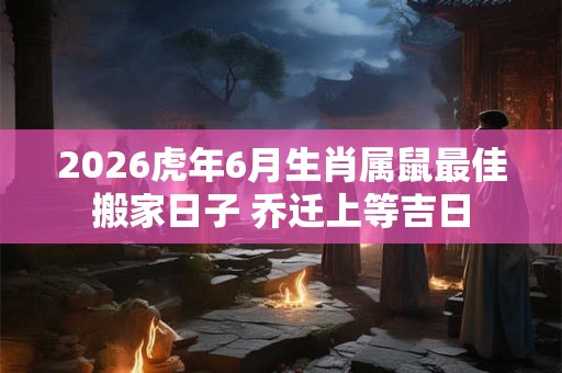 2026虎年6月生肖属鼠最佳搬家日子 乔迁上等吉日