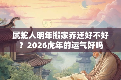 属蛇人明年搬家乔迁好不好？2026虎年的运气好吗