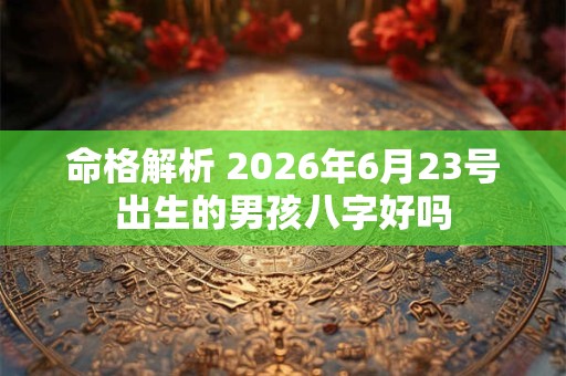 命格解析 2026年6月23号出生的男孩八字好吗