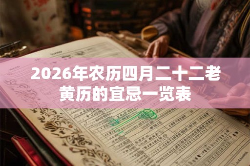 2026年农历四月二十二老黄历的宜忌一览表