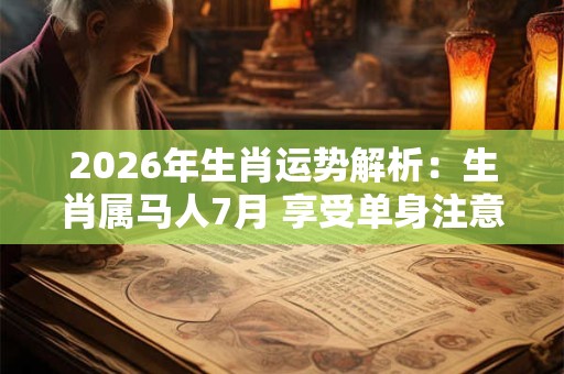 2026年生肖运势解析：生肖属马人7月 享受单身注意养生