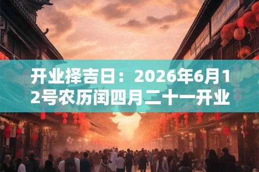 开业择吉日:2026年6月12号农历闰四月二十一开业好吗 开业择吉日:2026年6月12号农历闰四月二十一开业好吗