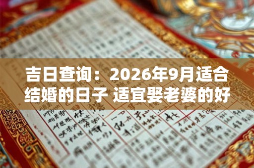 吉日查询:2026年9月适合结婚的日子 适宜娶老婆的好日子 吉日查询:2026年9月适合结婚的日子 适宜娶老婆的好日子
