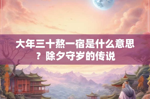 大年三十熬一宿是什么意思?除夕守岁的传说 大年三十熬一宿是什么意思?除夕守岁的传说