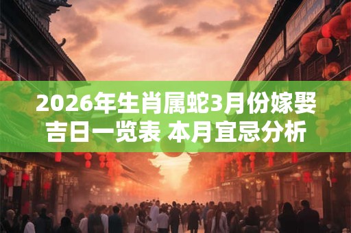 2026年生肖属蛇3月份嫁娶吉日一览表 本月宜忌分析