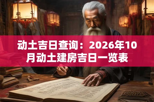动土吉日查询:2026年10月动土建房吉日一览表 动土吉日查询:2026年10月动土建房吉日一览表