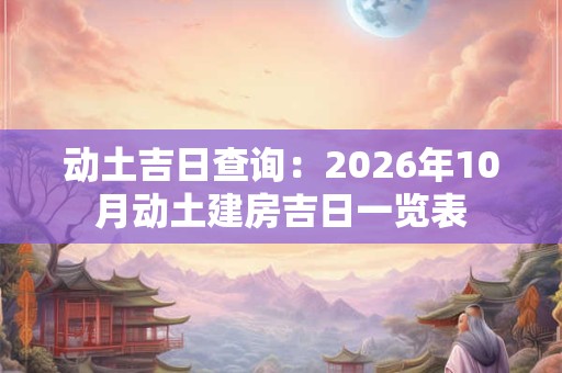 动土吉日查询：2026年10月动土建房吉日一览表