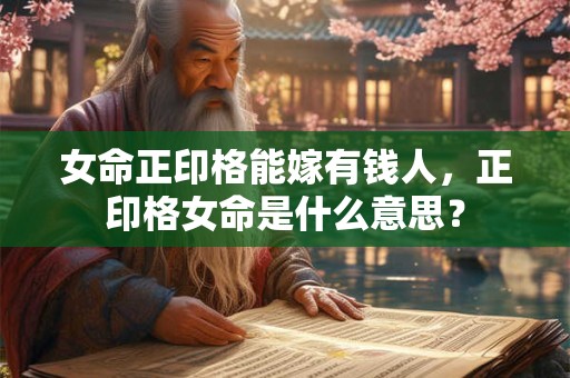 女命正印格能嫁有钱人，正印格女命是什么意思？