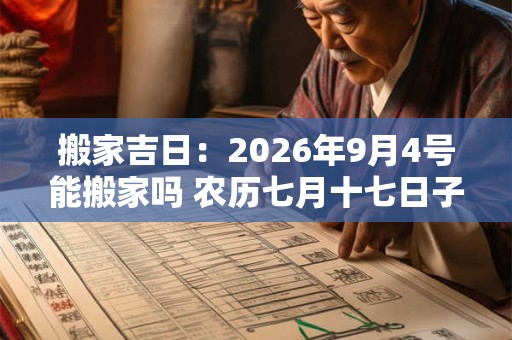 搬家吉日:2026年9月4号能搬家吗 农历七月十七日子好吗 搬家吉日:2026年9月4号能搬家吗 农历七月十七日子好吗