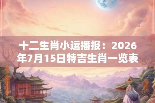 十二生肖小运播报：2026年7月15日特吉生肖一览表
