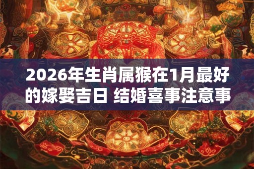 2026年生肖属猴在1月最好的嫁娶吉日 结婚喜事注意事项