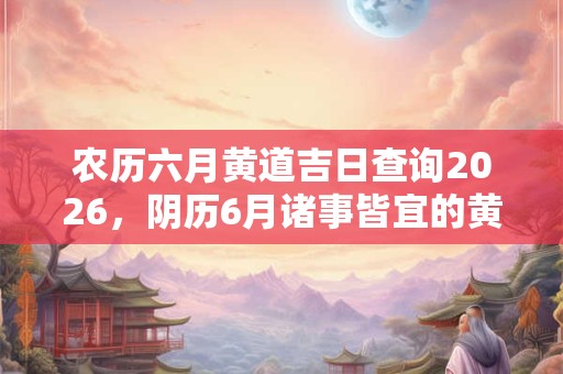 农历六月黄道吉日查询2026，阴历6月诸事皆宜的黄历吉日大全