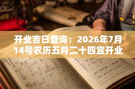 开业吉日查询：2026年7月14号农历五月二十四宜开业吗