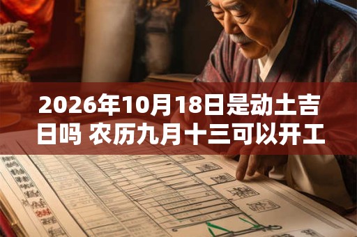 2026年10月18日是动土吉日吗 农历九月十三可以开工动土吗
