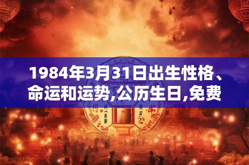 1984年3月31日出生性格、命运和运势,公历生日,免费算命 1984年3月31日出生性格、命运和运势,公历生日,免费算命