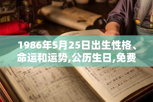 1986年5月25日出生性格、命运和运势,公历生日,免费算命 1986年5月25日出生性格、命运和运势,公历生日,免费算命