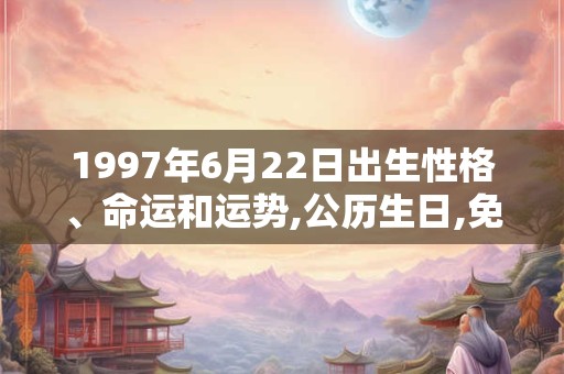 1997年6月22日出生性格、命运和运势,公历生日,免费算命