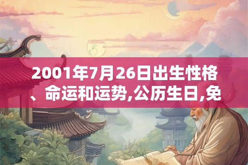 2001年7月26日出生性格、命运和运势,公历生日,免费算命 2001年7月26日出生性格、命运和运势,公历生日,免费算命