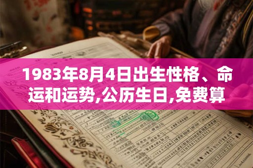 1983年8月4日出生性格、命运和运势,公历生日,免费算命