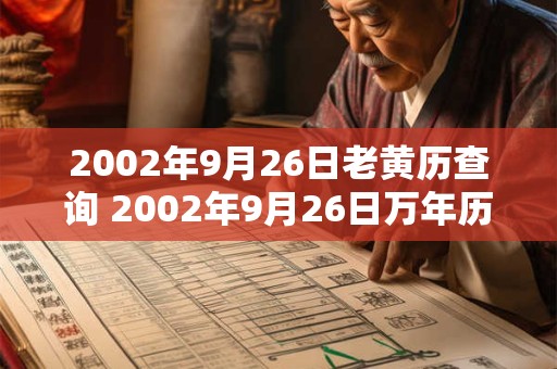 2002年9月26日老黄历查询 2002年9月26日万年历黄道吉日