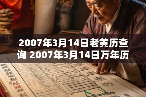 2007年3月14日老黄历查询 2007年3月14日万年历黄道吉日