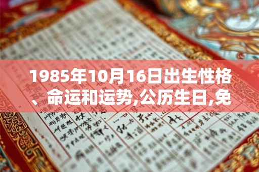 1985年10月16日出生性格、命运和运势,公历生日,免费算命