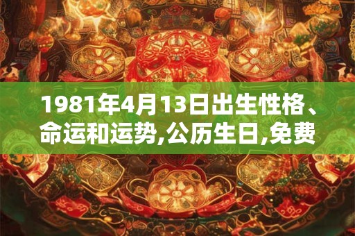 1981年4月13日出生性格、命运和运势,公历生日,免费算命