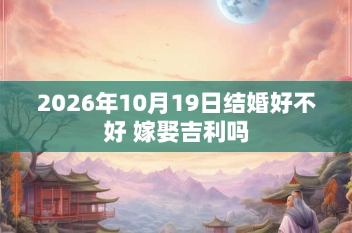2026年10月19日结婚好不好 嫁娶吉利吗