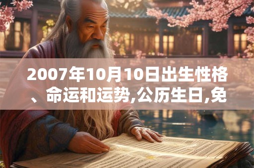 2007年10月10日出生性格、命运和运势,公历生日,免费算命