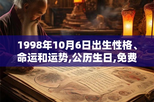1998年10月6日出生性格、命运和运势,公历生日,免费算命