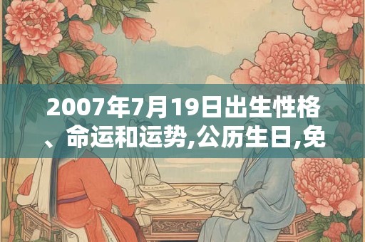 2007年7月19日出生性格、命运和运势,公历生日,免费算命 2007年7月19日出生性格、命运和运势,公历生日,免费算命