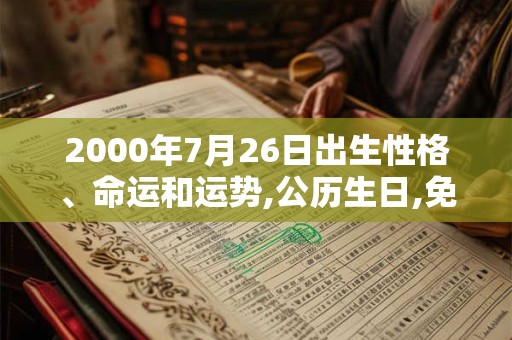2000年7月26日出生性格、命运和运势,公历生日,免费算命