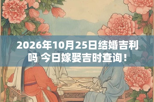 2026年10月25日结婚吉利吗 今日嫁娶吉时查询！