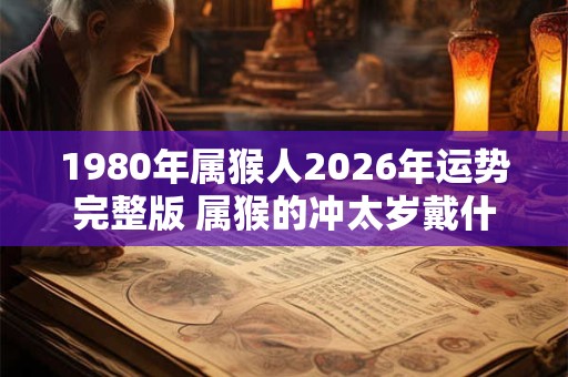 1980年属猴人2026年运势完整版 属猴的冲太岁戴什么好