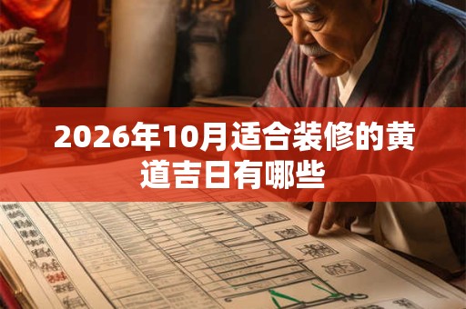 2026年10月适合装修的黄道吉日有哪些